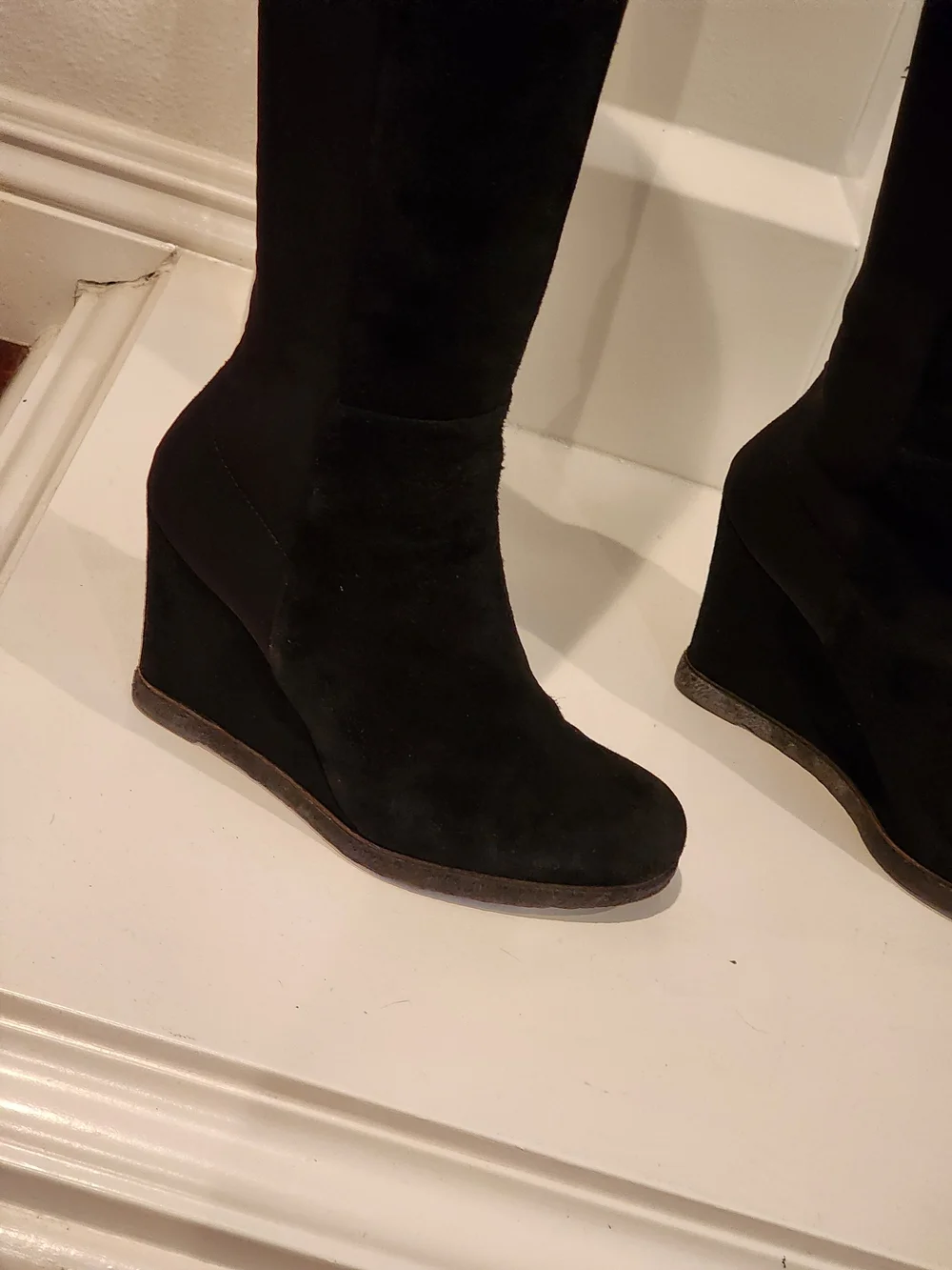 Stuart Weitzman Black Over-the-Knee Wedge Boots
